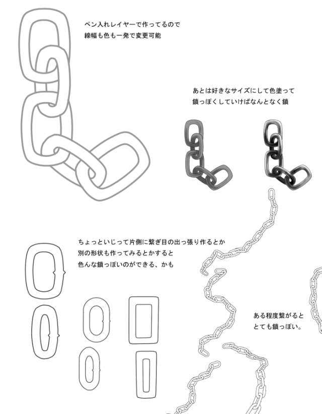 Saiを使った鎖の描き方 イラストメイキング お絵かき図鑑