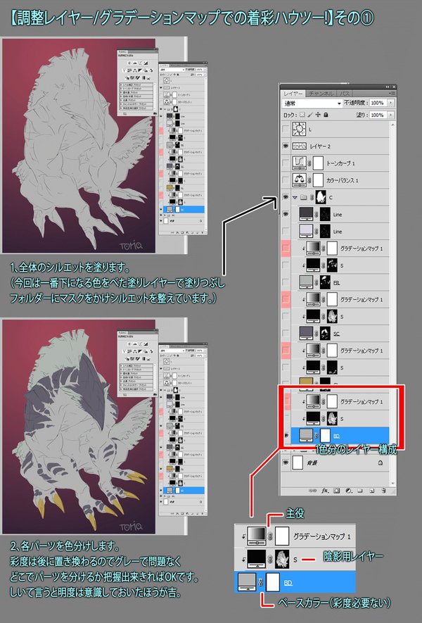 グラデーションマップの使い方をイラストメイキングで解説 Photoshopを使用した デザイナーの方にもオススメの塗り方です お絵かき図鑑