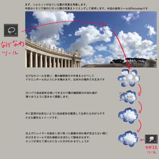 写真から雲ブラシを作ろう Photoshopカスタムブラシの作り方 お絵かき図鑑