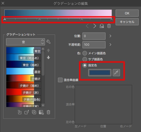 グラデーションの編集