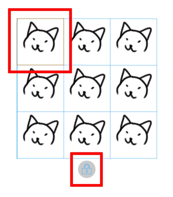 配列定規の中に絵を描く