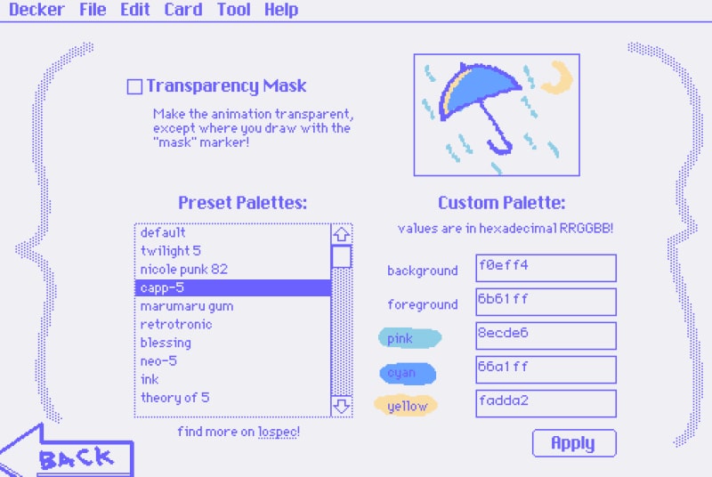 プリセットからパレットを選ぶ