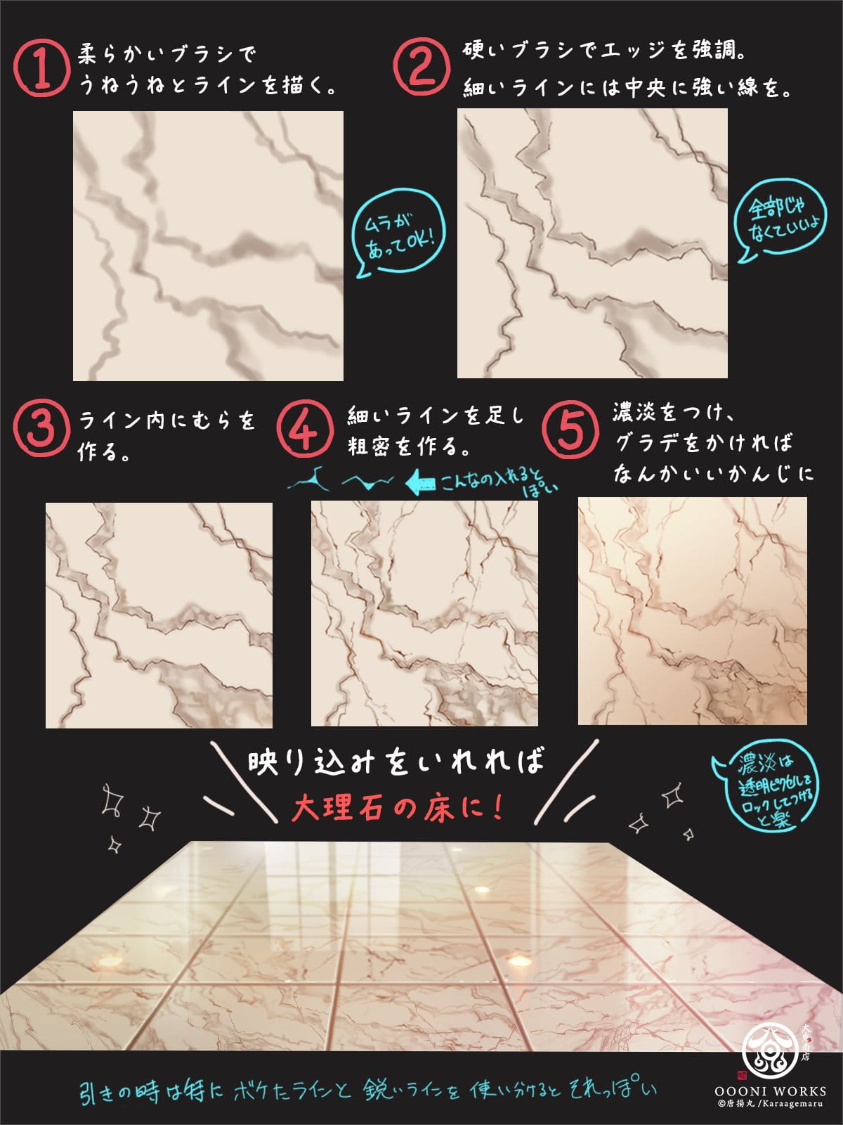 大理石の描き方解説