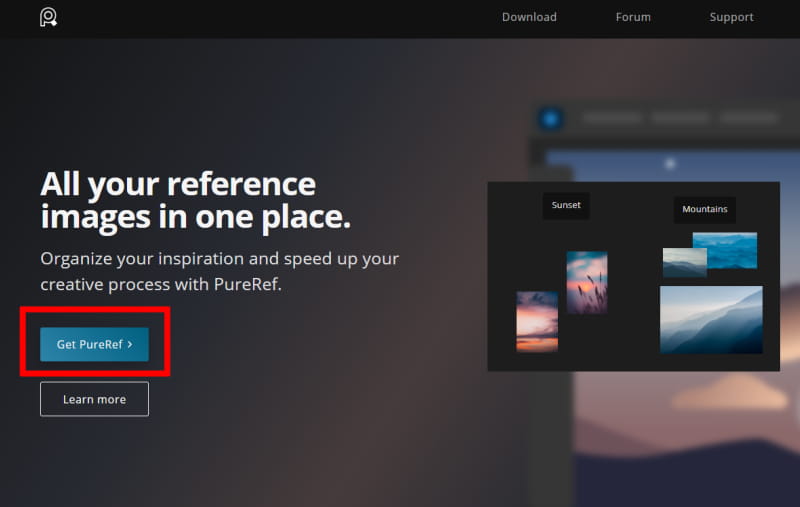 PureRefの公式サイトを開く