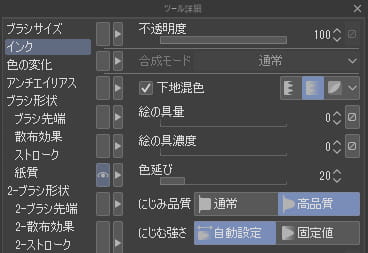 にじみの高品質化