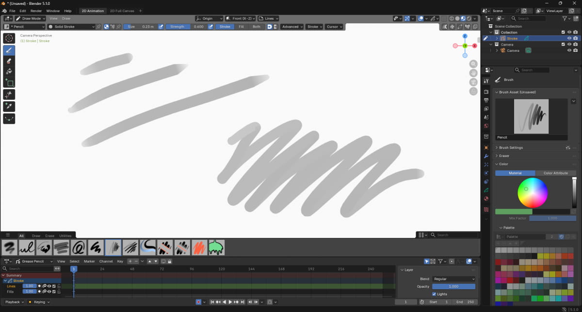 テンプレートを使用してグリースペンシルを使う