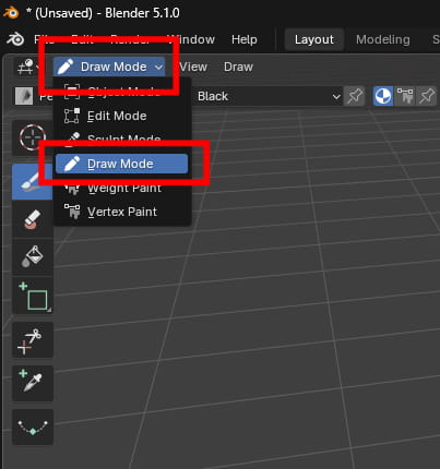 ドローモードに変更