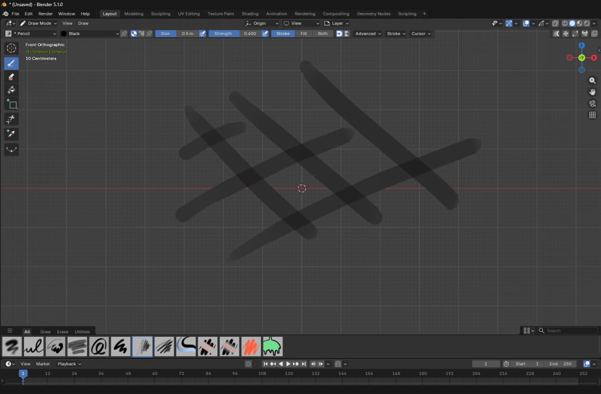 グリースペンシルで絵を描く