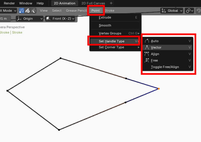 線を鋭角にする