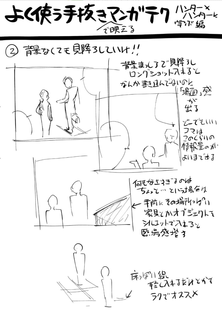 見下ろしのロングショットで「場面」感を出す