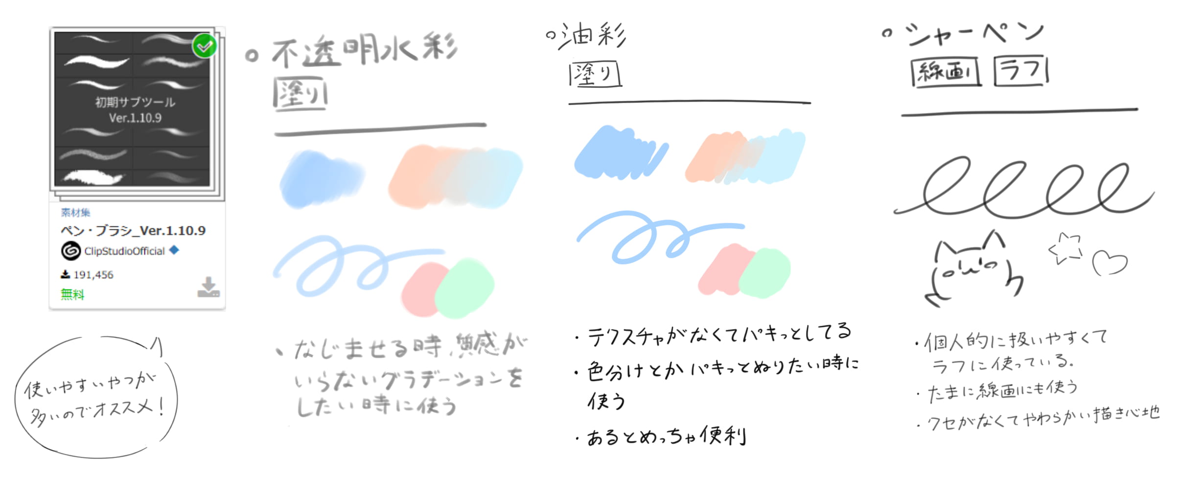 クリスタのデフォルトブラシ