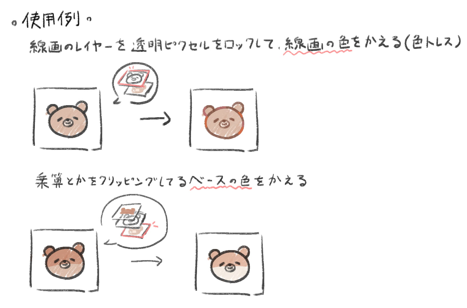 透明ピクセルをロックの使用例